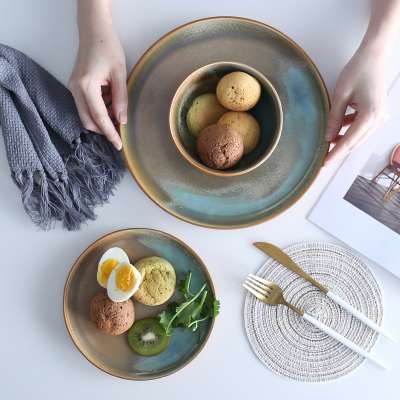 Creative retro style porcelain ceramic dinner show plate baking dish salad bowl tableware for household