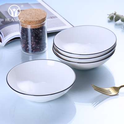 hot selling ceramic with black rim fruit serving ramen bowl sets for home and restaurant