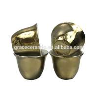 Wholesale Customized Full Gold Plated Ceramic Porcelain Cawa Cup Set Arabic