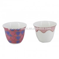 Modern Fine Porcelain Bone china Cawa Cup Set Turkish Style Cawa Cups in china