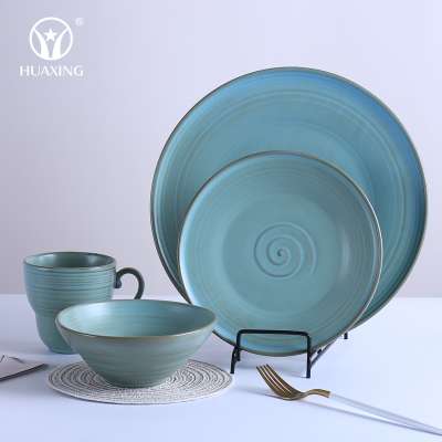 Bronze retro creative porcelain dinnerware high temperature ceramic plate for restaurant