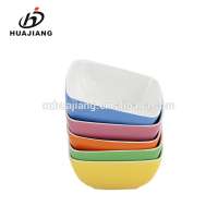 Personalized color glazed unique square shape ceramic salad bowl