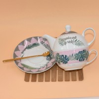 decal ceramic teapot promotional tea set coffee pot with cup