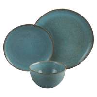 Antique design high grade rustic green speckled stoneware dinner set for restaurant