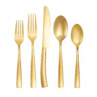 LFGB luxury stainless steel flatware set / cutlery sets with 24k Gold plated in color box