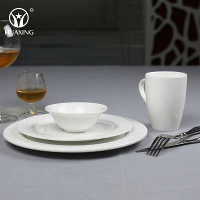 wholesale porcelain flat luxury dinner plate set with rim curve