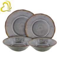 12 Pieces  Modern Design Melamine Dinnerware