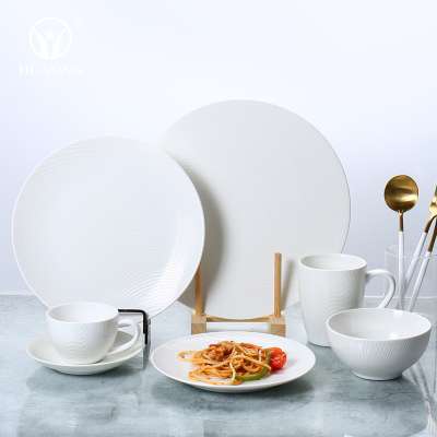 Modern living porcelain moroccan style white ceramic dinnerware set for sale