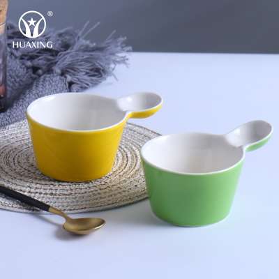 Wholesale cheap color outside porcelain spoon rest fanny kid children pudding dessert cup stackable